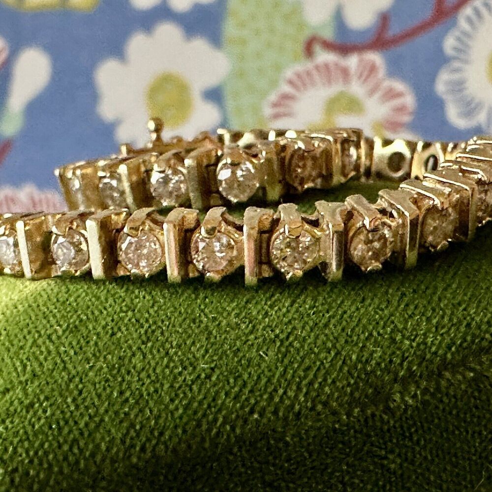 Gorgeous Heavy 14k Solid Gold 4 Carat Diamond Tennis Bracelet 7”Long